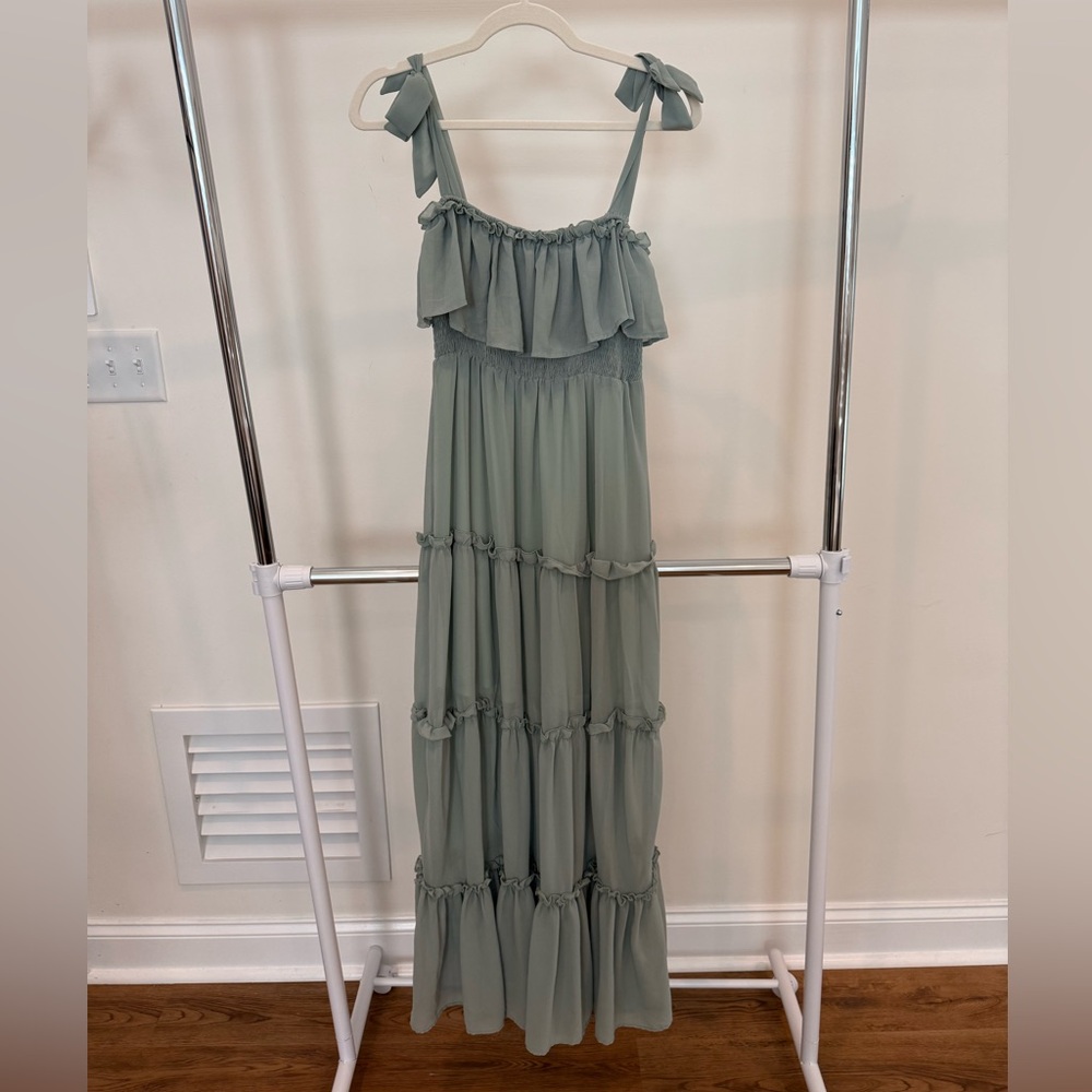 Altar'd State Sage Green Tiered Maxi Dress
